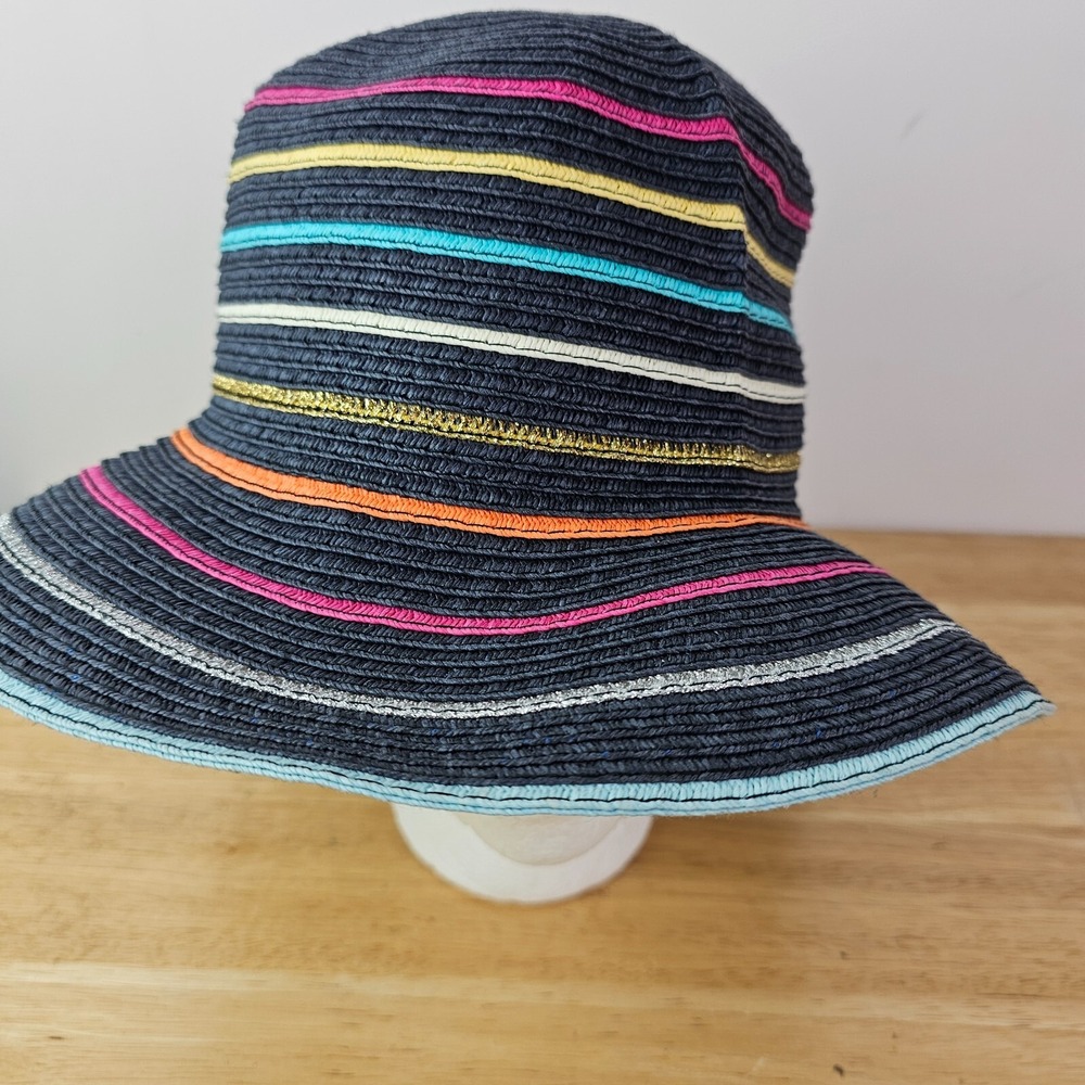 Echo Women's Colorful Striped Sun Hat Navy Blue Pink Orange Packable Lightweight